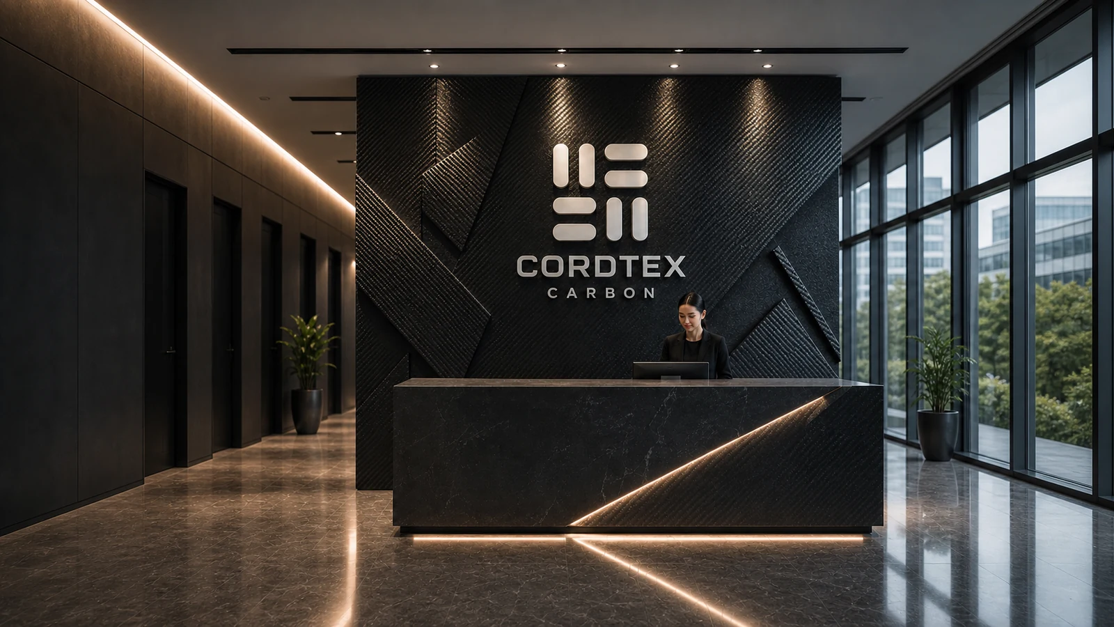 Ресепшен CORDTEX CARBON с отделкой из композитных материалов