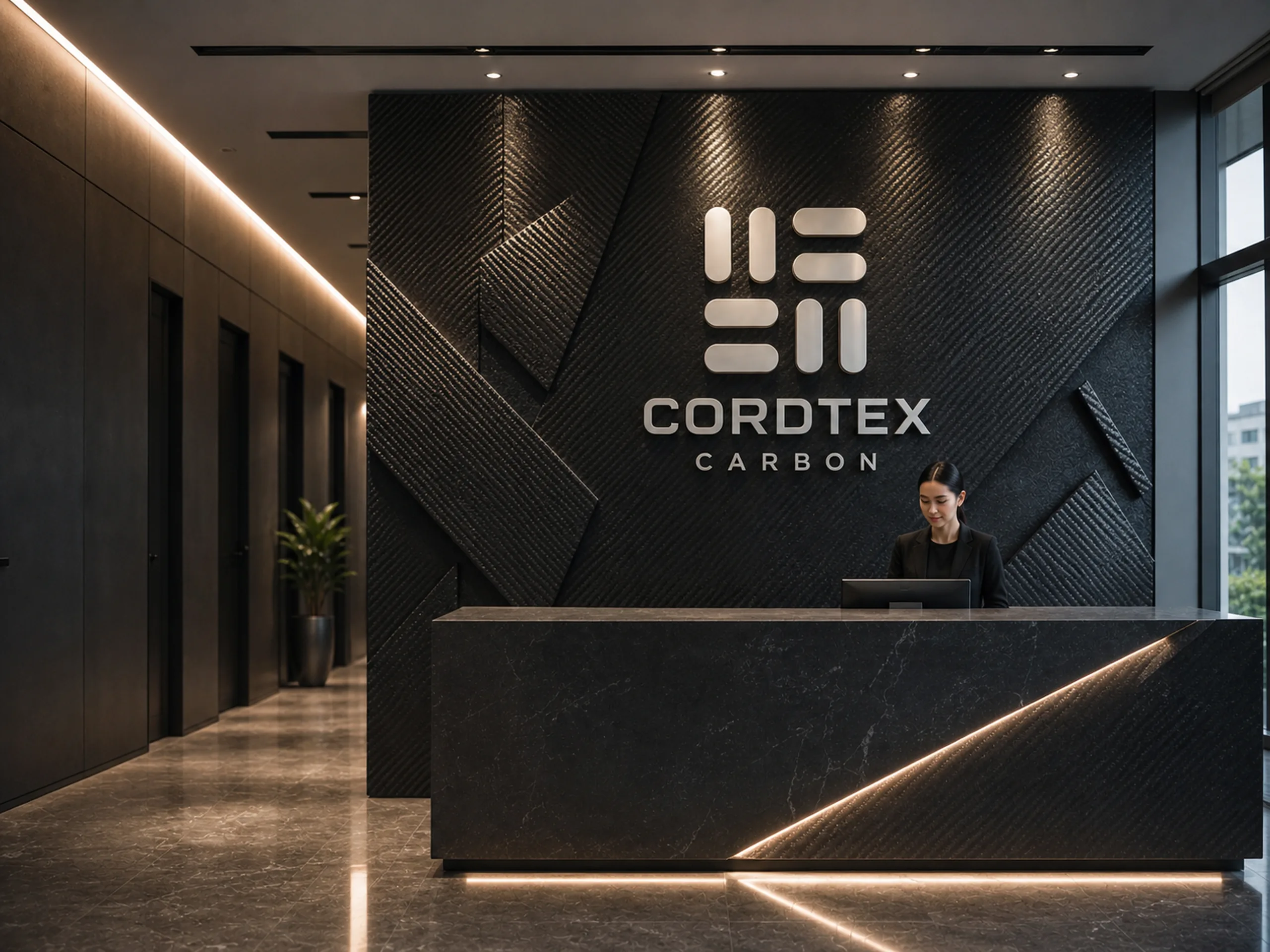 Ресепшен CORDTEX CARBON с карбоновыми поверхностями